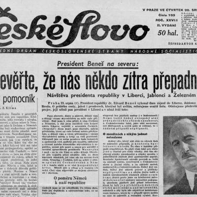 České Slovo Beneš 28.8.1936