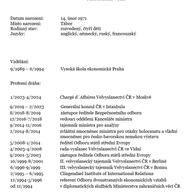 Čistecký Jiří CV MZV CZ