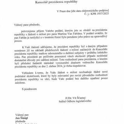 Hrad Fabian milost odpověď 26.3.2025