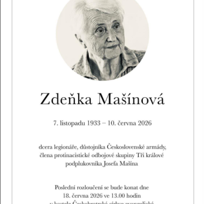 Zemřela Zdena Mašínová, symbolicky v době, kdy si připomínáme masakry komunistů po roce 1945, včetně dětí…