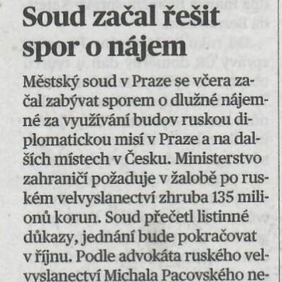 MFD Soud začal řešit spor o nájem s Ruskem 14.8.2026