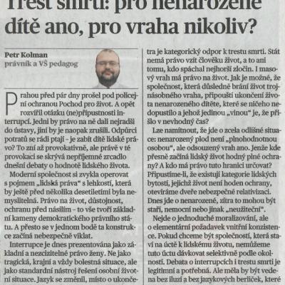 Demokracie, která určuje, co smí a nesmí člověk dělat a myslet si, je sama sobě hrobem