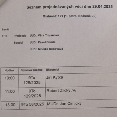 MS Praha 29.4.2025: „Utajený svědek“ v kauze MUDr. Jana Cimického promluvil