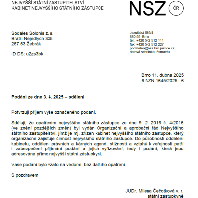 NSZ Bradáčová Čečotková potvrzení 11.4.2025