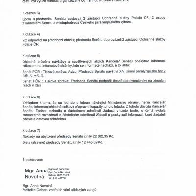 Senát Vystrčil náklady II ZOH Milano 23.3.2026