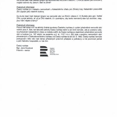 ZOI ČRo 2 odpověď Vila JAB Zavoral 4.2.2026